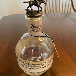 Blanton's Empty Glass Bourbon Whiskey Bottle with Letter O Horse Stopper